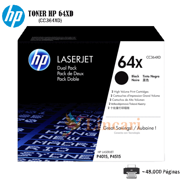 Toner HP CC364XD Cartucho 64XD Negro Original